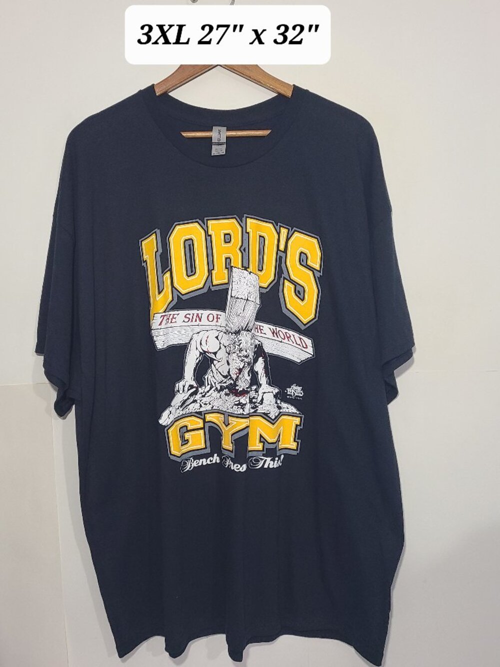 Living Epistles Lords Gym " His Pain Your Gain" Black 3XL Men's T-Shirt EUC